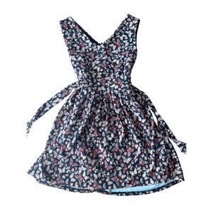 SM Wardrobe Butterfly Print Fit and Flare Dress Sleeveless V-Neck Black Large